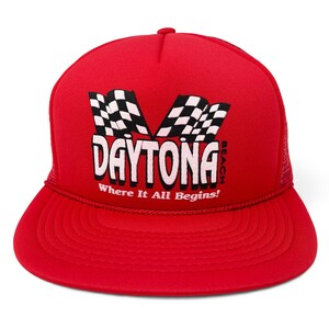 Vintage Daytona Beach Racing Hat 90s NASCAR Trucker Snapback Cap H25