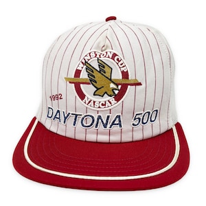 Vintage Daytona 500 Hat 90s Winston Cup NASCAR Pinstripes Snapback Cap Racing 1992 DISTRESSED H14