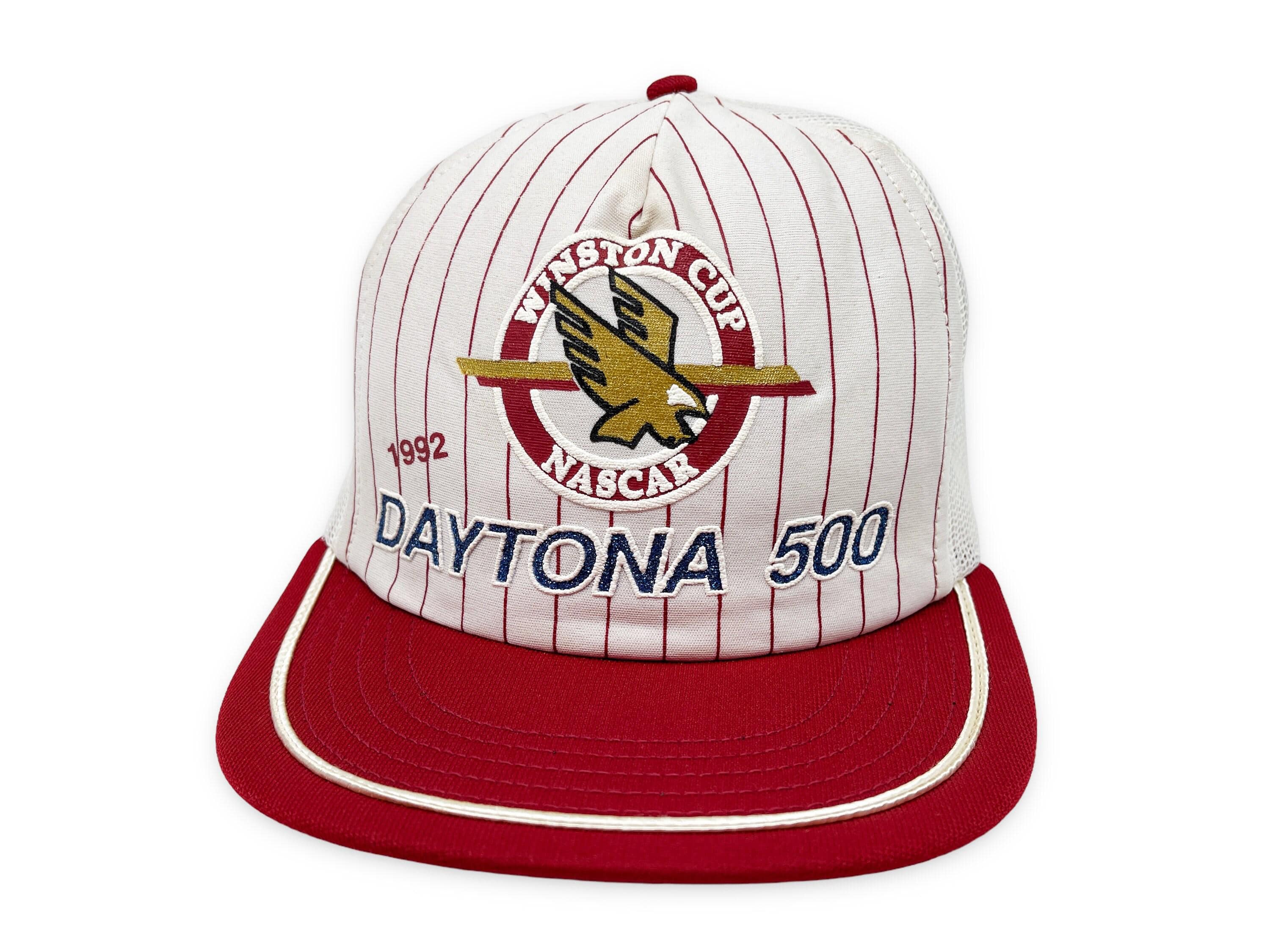 Vintage Daytona 500 Hat 90s Winston Cup NASCAR Pinstripes Snapback Cap Racing 1992 DISTRESSED H14