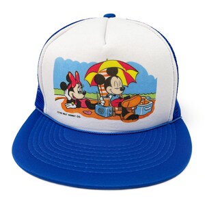 Vintage Mickey Mouse Trucker Hat 80s 90s Minnie Snapback Cap Disney Beach Summer H25
