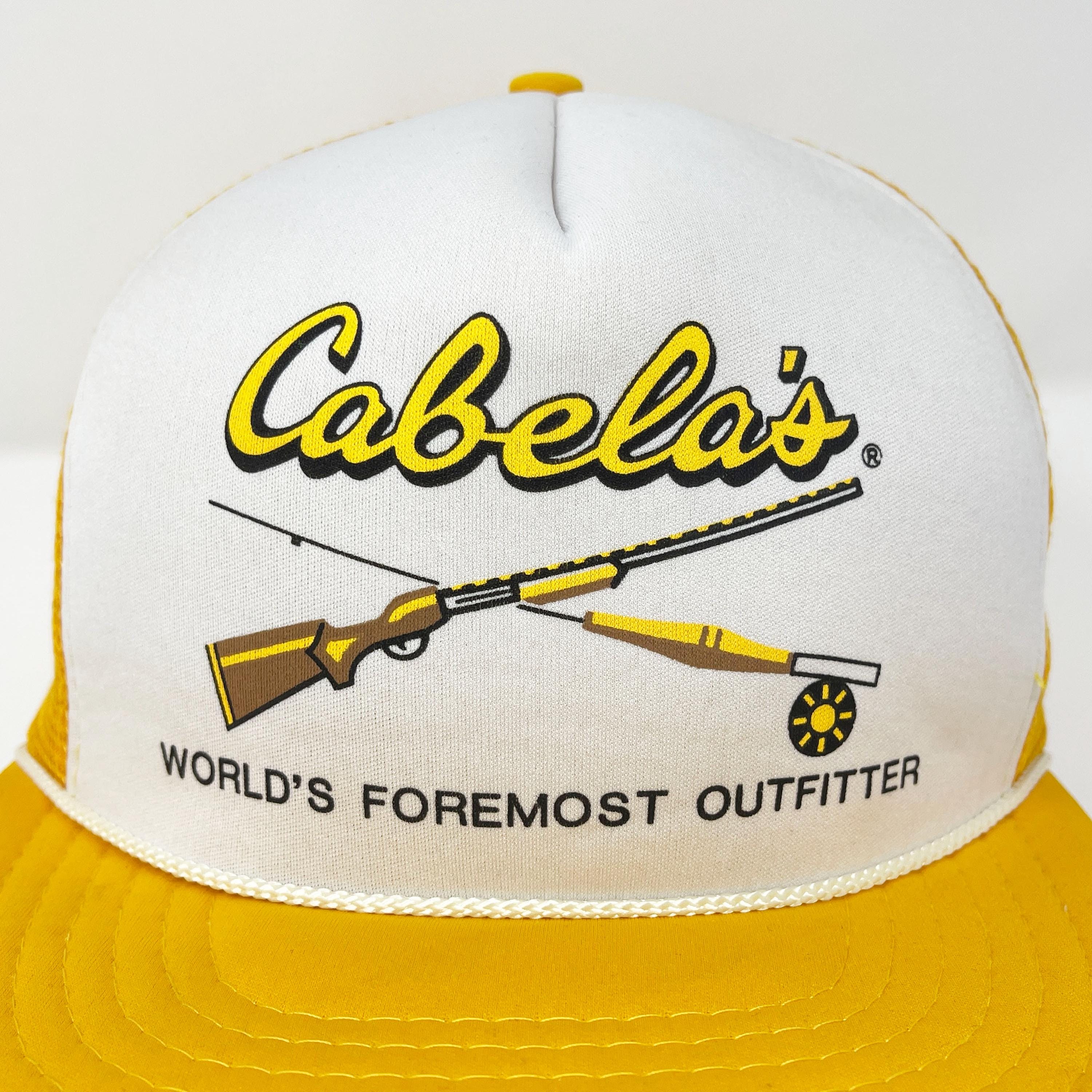 Vintage Cabela's Hat • 80s 90s Yellow Snapback Trucker Cap