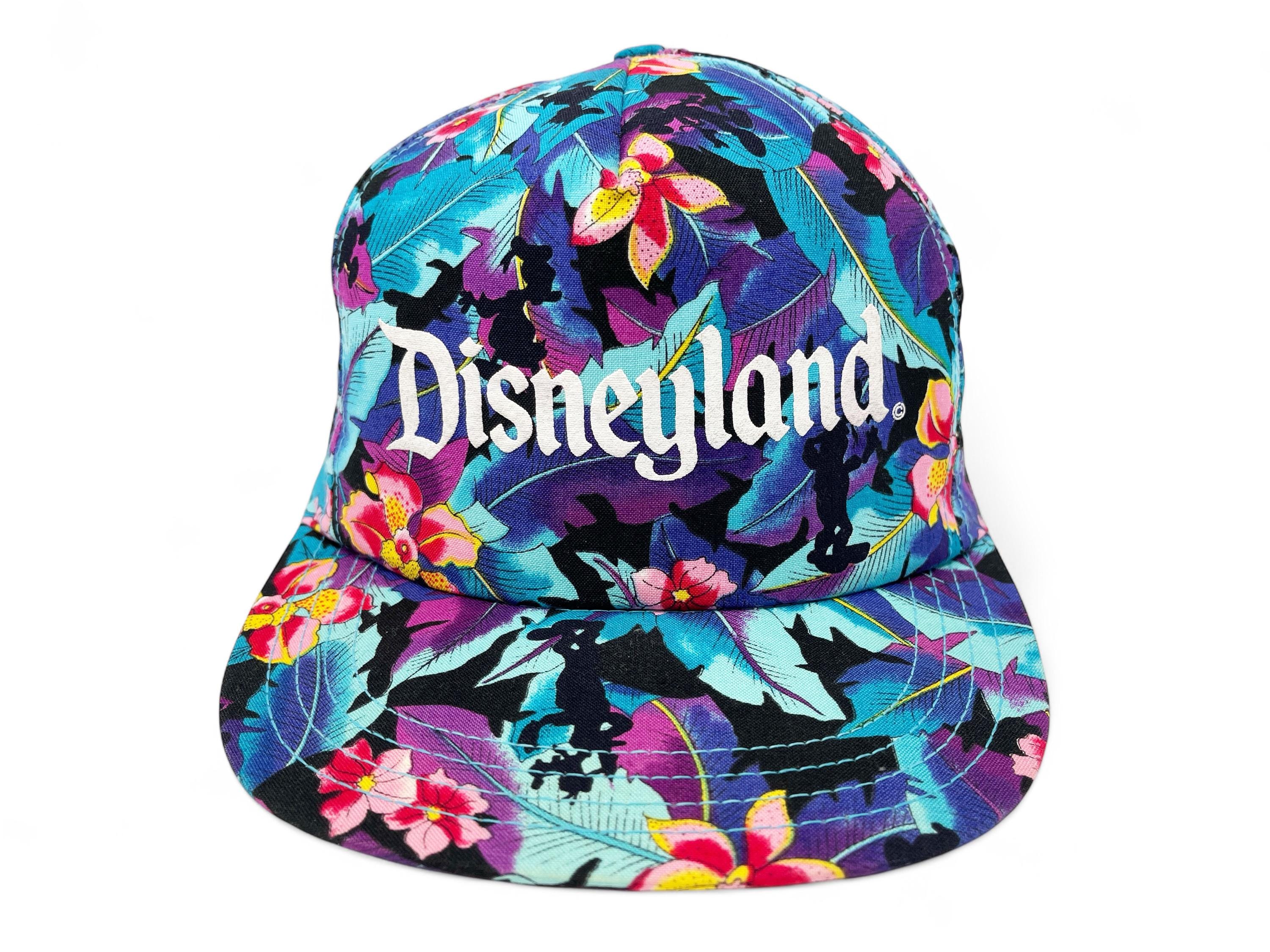 Vintage Disneyland Hat 80s 90s Floral Snapback Cap Walt Disney