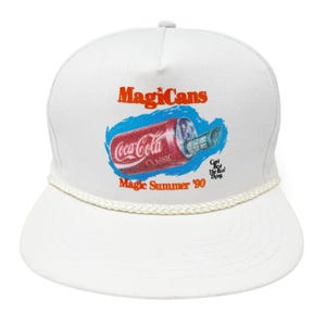 Vintage MagiCans Coca Cola Hat 90s Snapback Cap Coke Classic Magic Summer 1990 STAINED H04