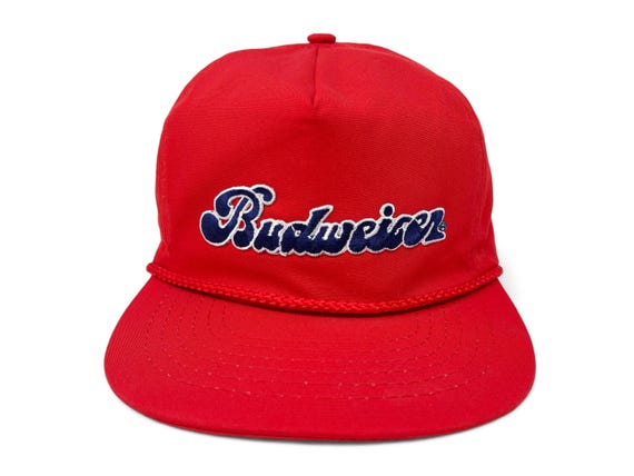 90s 米国製 BUD BOWL バドワイザー ビンテージ キャップ ナイロン バドワイザー 帽子 メッシュ キャップ 90s USA製 刺繍 赤 15432