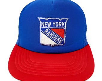 Vintage New York Rangers Hat • 80s NY NHL Snapback Trucker Cap