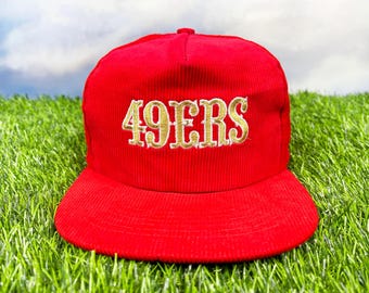 Vintage 49ers Hat 80s 90s Corduroy Snapback Cap San Francisco NFL H09