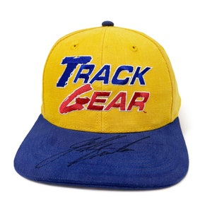 Vintage Track Gear Hat 90s NASCAR Racing Strapback Cap Jeff Burton Autographed H23