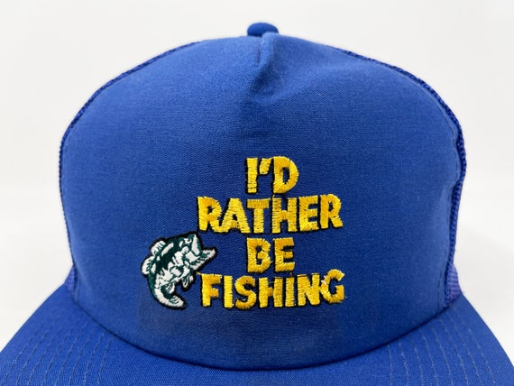 Vintage Fishing Hat 80s 90s Snapback Cap I'd Rath… - image 2