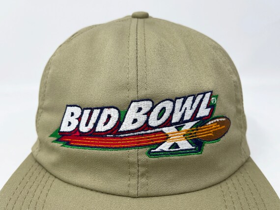90s 米国製 BUD BOWL バドワイザー ビンテージ キャップ ナイロン Vintage Budweiser Hat 90s Snapback Cap Bud Bowl X Beer H23