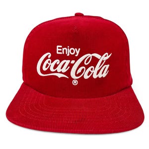 Vintage Coca Cola Hat Corduroy Snapback Cap 90s Enjoy Coke H27