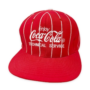 Vintage Coca Cola Hat 90s Snapback Cap Coke Pinstripe Technical Service H07