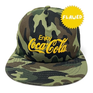 Vintage Coca Cola Camo Hat 80s Snapback Trucker Cap Coke FLAWED H04