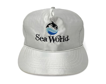 Casquette Visière Vintage Sea World Shamu Orca Bleu Clair Blanc Années 80 - Sportcap