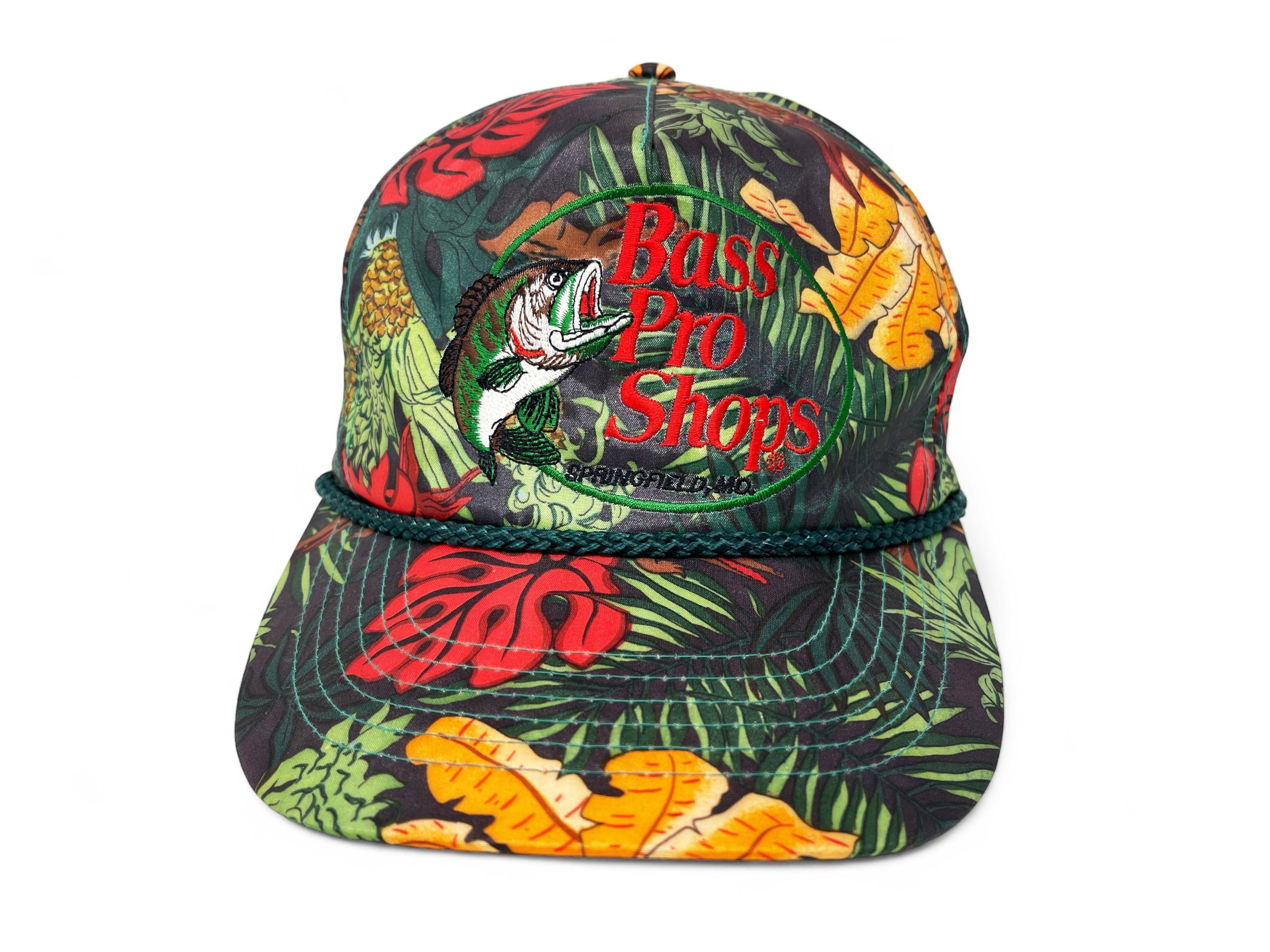Vintage Bass Pro Shops Hat 90s Snapback Cap Floral Jungle Fishing