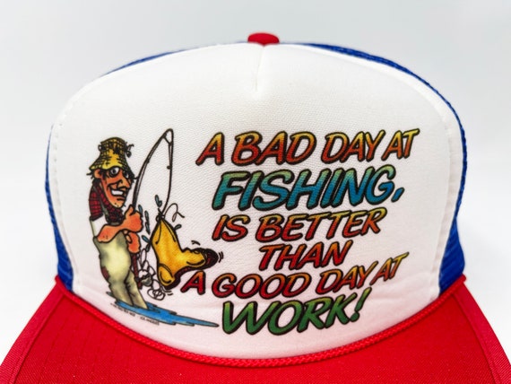 Vintage Fishing Hat 80s 90s Snapback Trucker Cap … - image 2