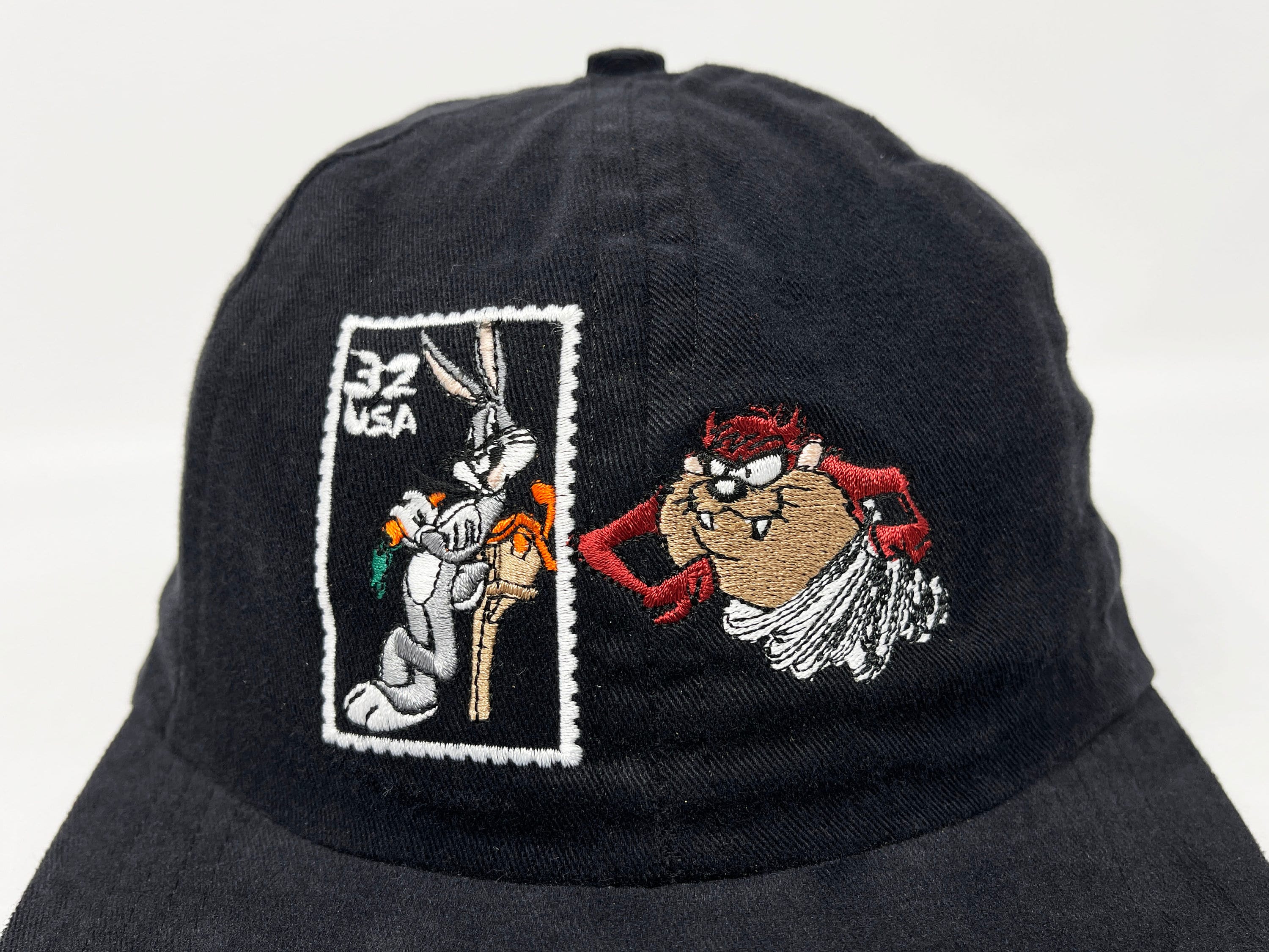 Vintage Looney Tunes Hat 90s Snapback Cap Taz Bugs Bunny Stamp