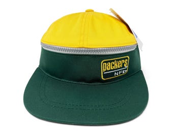 Vintage Green Bay Packers Hat 90s Leather Snapback Cap NFL Super