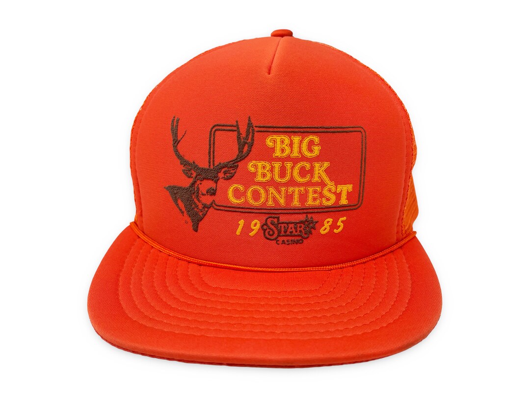 Vintage Hunting Hat 80s 90s Snapback Cap Neon Orange Big Buck Etsy