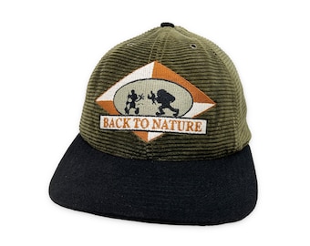 Vintage Disney Hiking Hat 90s Mickey Mouse Goofy Snapback Cap Back to Nature Corduroy H10