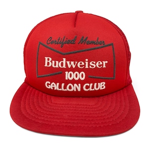 Vintage Budweiser Hat 80s 90s Trucker Snapback Cap Beer 1000 Gallon Club H15