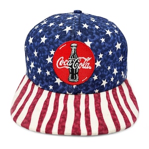 Vintage Coca Cola Hat 90s American Flag USA 4th of July Snapback Cap H03