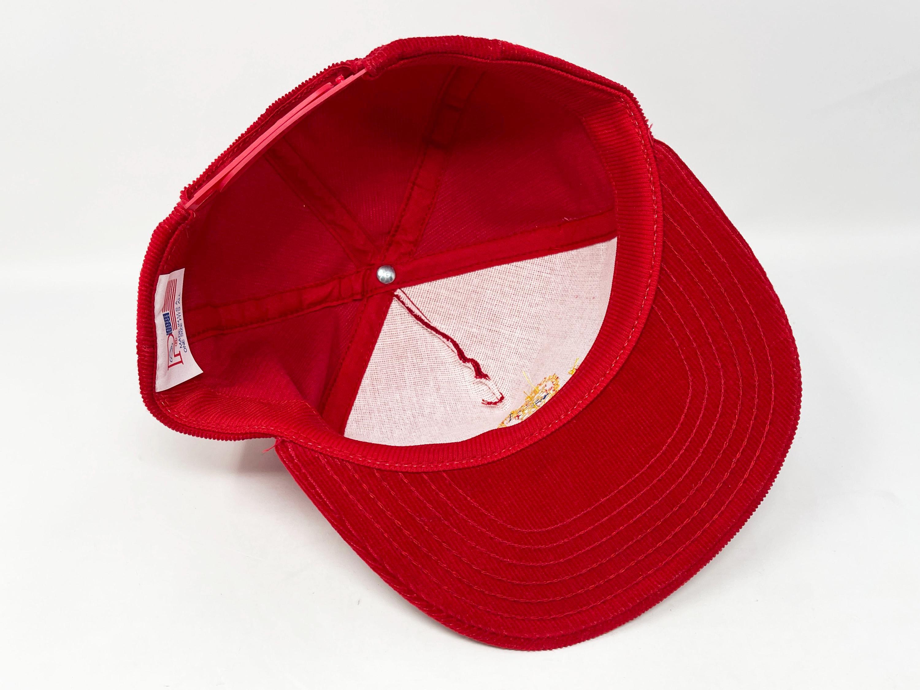 90s y2k CADILLAC アメ車 corduroy CAP emblem Vintage 90s CADILLAC Hat Cap Strap Back Official Car Auto