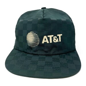 Vintage AT&T Hat 80s 90s Checkered Snapback Cap H22