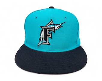 Vintage Florida Marlins Hat 90s MLB Fitted Cap New Era Wool Diamond Collection Size 7 1/4 H25