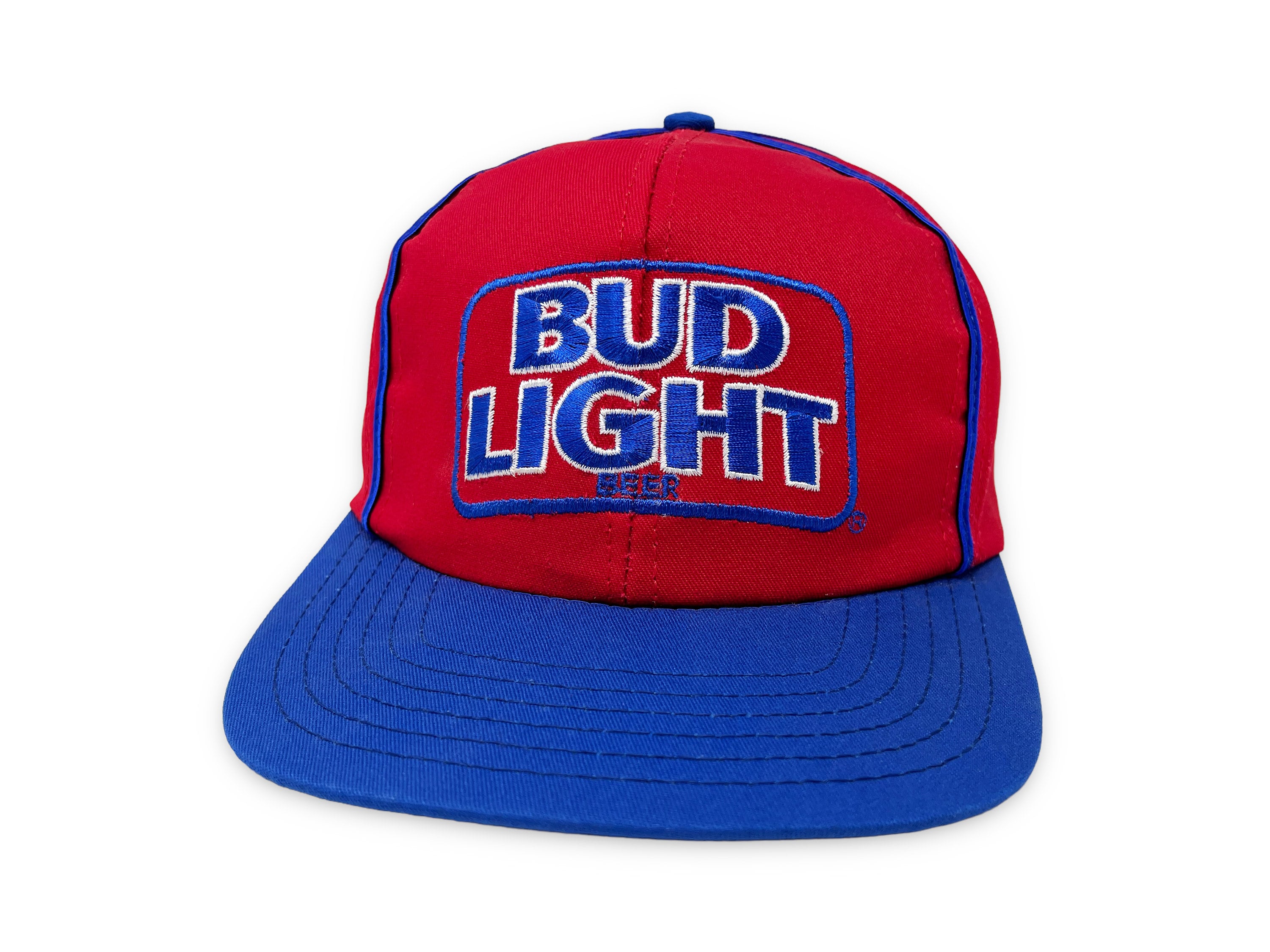帽子 90's BUD LIGHT BEER CASQUETT CAP HAT USA Vintage Bud Light Hat 90s Snapback Cap Budweiser Red Blue