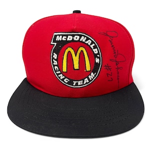 Vintage McDonalds Racing Team Hat 90s NASCAR Snapback Cap Junior Johnson Autographed H18