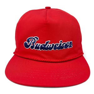 Vintage Budweiser Hat 80s 90s Snapback Trucker Cap Bud King of Beers H22