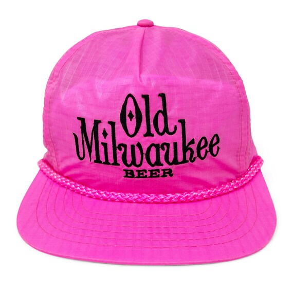 Vintage Old Milwaukee Hat • 80s 90s Hot Pink Neon Beer  display picture 1