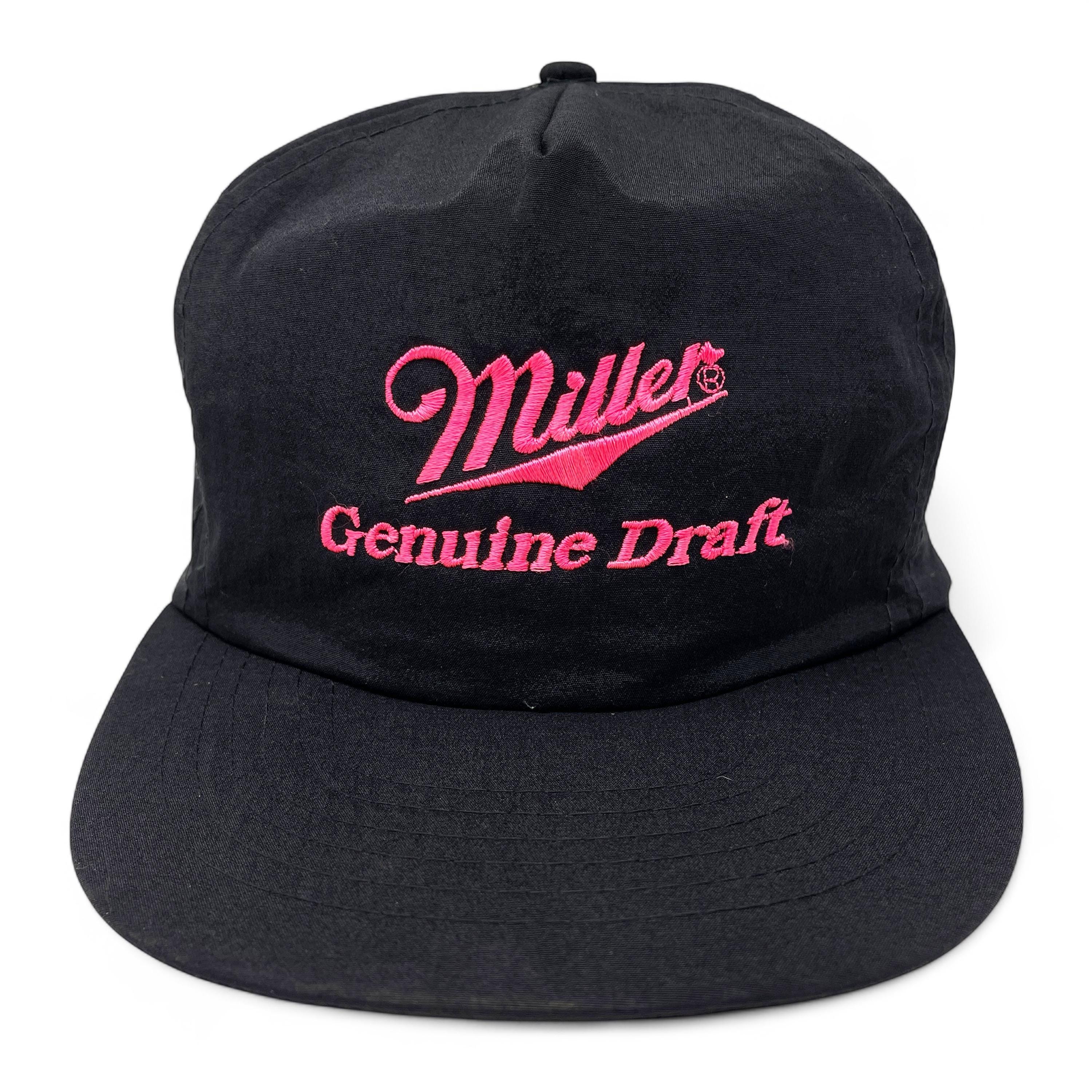 Vintage Miller Genuine Draft Hat 80s 90s Beer Snapback Cap Black