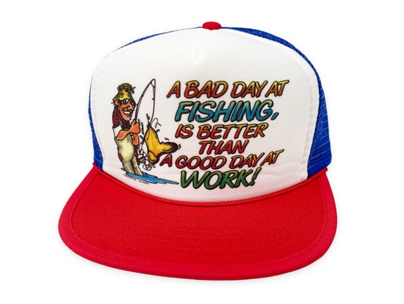 Vintage Fishing Hat 80s 90s Snapback Trucker Cap … - image 1