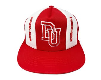 Vintage Boston University Hat 80s 90s Snapback Trucker Cap NCAA BU Terriers H26