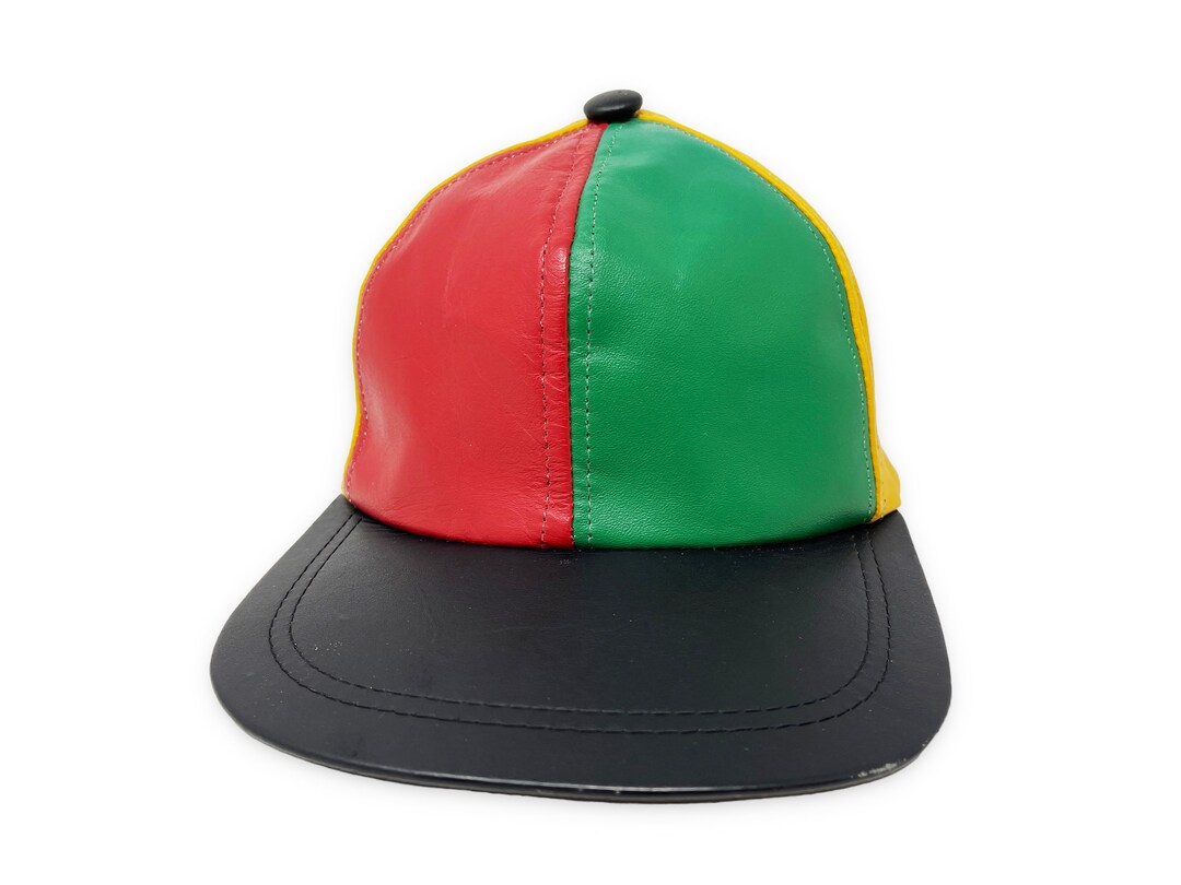 Vintage Colorblock Leather Hat 90s Colorful Snapback Cap H06 - Etsy