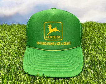 Casquette Baseball Vintage John Deere Jaune Vif - Marque Nissun, à Motif Trucker Avec Mesh
