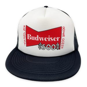 Vintage Budweiser 500 Hat 90s NASCAR Racing 1991 Dover Downs Snapback Trucker Cap H15