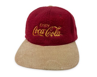 Vintage Coca Cola Hat 90s Strapback Cap Coke Fleece H16