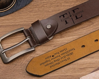 Personalized Belt for Men, Engraved Leather Belt, Anniversary Gift for Husband Boyfriend, Custom Belt Gift for Dad Grandpa, Fathers Day Gift