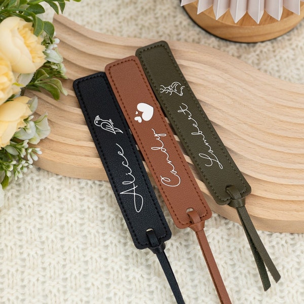 Leather Bookmark with Symbol & Name, Personalized Bookmark, Book Lover Gift, PU Leather Bookmark, Mother's Day Gift, Bookmark Gift for Women