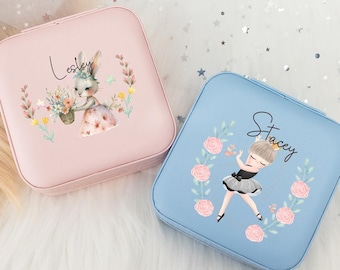 Personalised Jewelry Box for Little Girl, Jewelry Box with Princess Pattern, Leather Jewelry Organizer for Kid Girl, Jewelry Box with Fairy