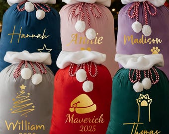 2025 Large Santa Sack, Christmas Gift Bag, Custom Christmas Stocking Sack, Large Velvet Santa Sack, Holiday Gift Bag Santa Bag Gift for Kids
