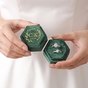 Personalized Velvet Ring Box, Wedding Ring Box, Engagement Ring Box, Proposal Ring Box, Wedding Gift, Anniversary Gifts,Valentine's Day gift