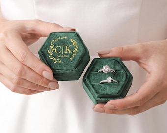Scatola per anelli in velluto personalizzata, scatola per fedi nuziali, scatola per anelli di fidanzamento, scatola per anelli di proposta, regalo di nozze, regali di anniversario, regalo di San Valentino