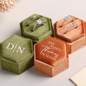 Caixa de alianças personalizada, caixa de veludo para noivado, porta-alianças para pedido de casamento, porta-alianças de casamento, presente de casamento para a cerimônia.