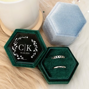 Caja de terciopelo personalizada para anillos, caja para anillos de boda, caja para anillos de compromiso, caja para anillos de propuesta, regalo de boda, regalo de aniversario, regalo de San Valentín.