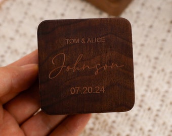 Wooden Ring Box with Custom Name, Personalized Engraved Ring Box, Ring Box for Engagement, Wedding Gift, Anniversary Gift, Proposal Ring Box