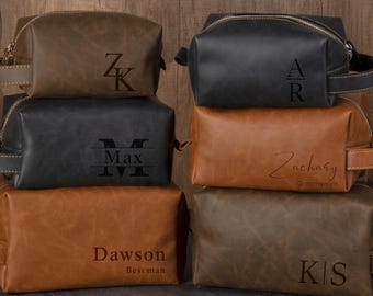 Neceser de viaje de cuero grabado a láser, personalizado para aniversarios, Navidad, viajes, bodas y padrinos.