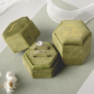 Trouwringdoos, gepersonaliseerde fluwelen ringdoos, verlovingsringdoos, aanzoeksringdoos, huwelijkscadeau, jubileumcadeaus, dubbele ringdoos